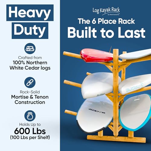 6-Place Kayak/Canoe Rack, Freestanding Kayak Storage Rack, Kayak Racks for Outdoor Storage, Surfboard Rack or SUP Storage Rack, Canoe Storage Rack, Paddle Board Rack