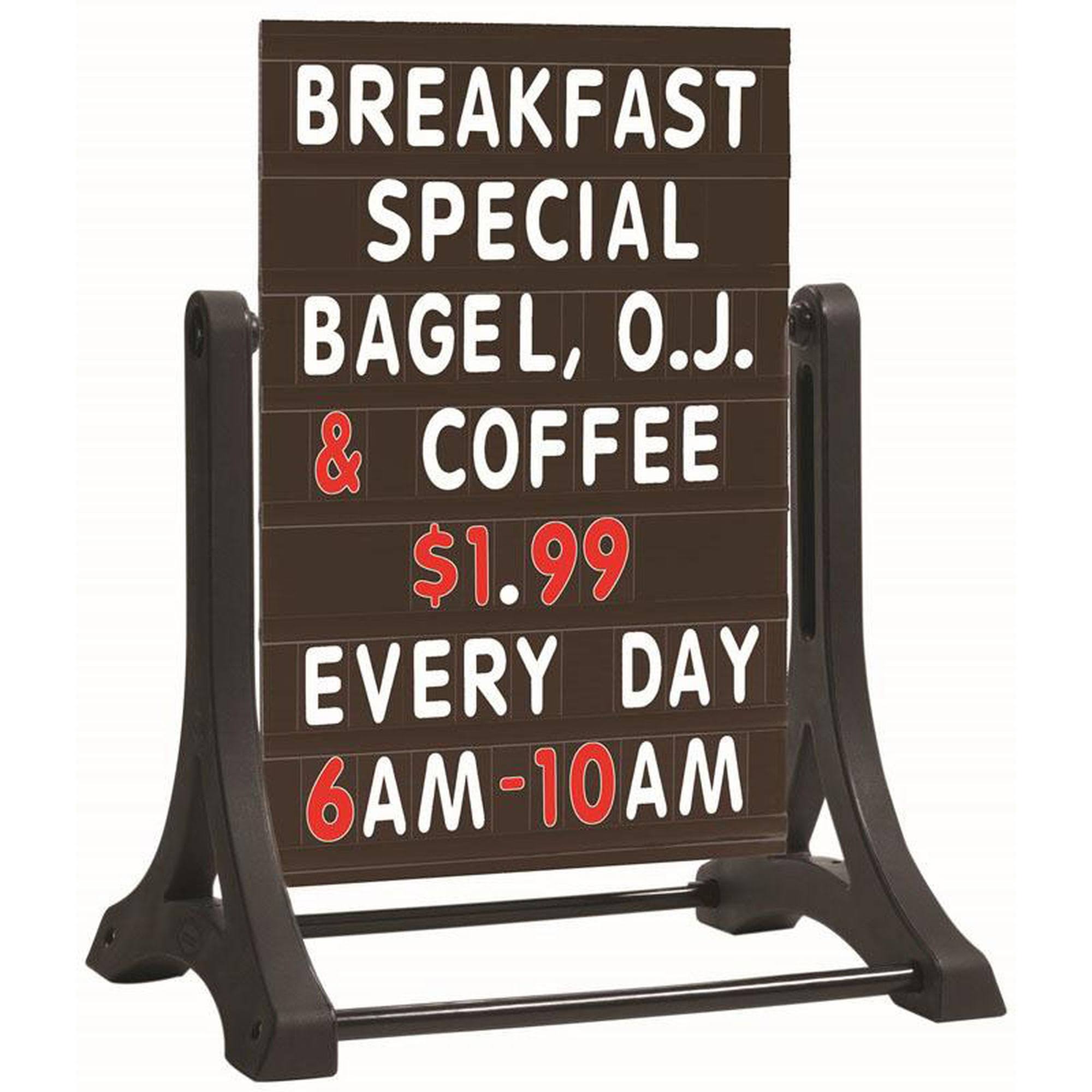 Aarco Products ROC-5 The Rocker Double Sided Sidewalk Sign with Black Changeable Letterboard