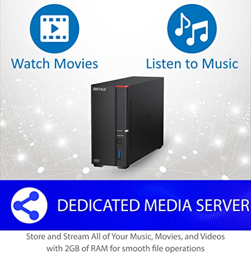 BUFFALO LinkStation 210 4TB 1-Bay NAS Network Attached Storage with HDD Hard Drives Included NAS Storage That Works as Home Cloud or Network Storage Device for Home