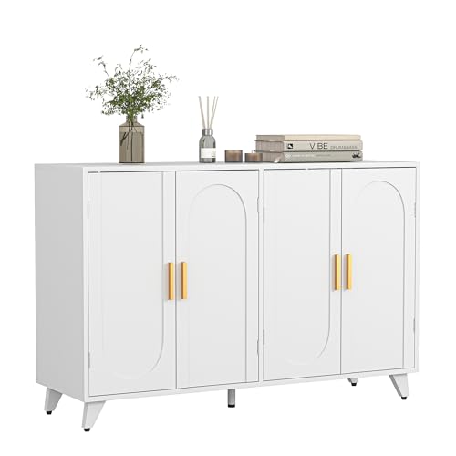 Vibe & Dine Accent Buffet Cabinet, Modern 3 Door Cabinet with Adjustable Shelves, Wooden Sideboard Coffee Bar Cabinet, Entryway Credenza Storage Cabinet for Living Room Hallway