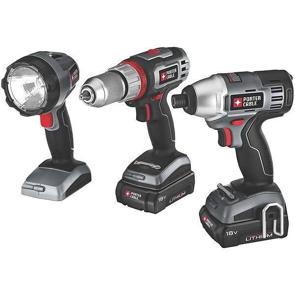 Porter-Cable 18V Lithium 3 Tool Combo Kit, Model PCL318IDC-2