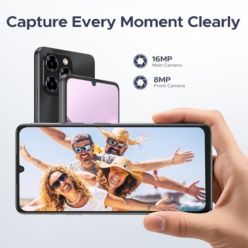 DOOGEE Note 58 Android 15 Unlocked Cellphone,32GB+128GB/2TB Expand Cell Phone with 6.75" HD+ Waterdrop Screen, 6250mah Battery,4G Dual Sim Unlocked Smartphone, Widevine L1/NFC/OTG/Face Unlock, Black