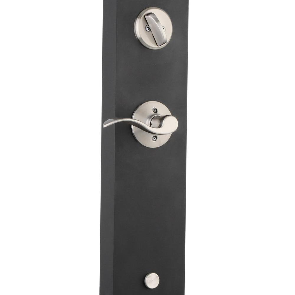 Schlage Single Cylinder Camelot Handleset and Accent Lever - Satin Nickel