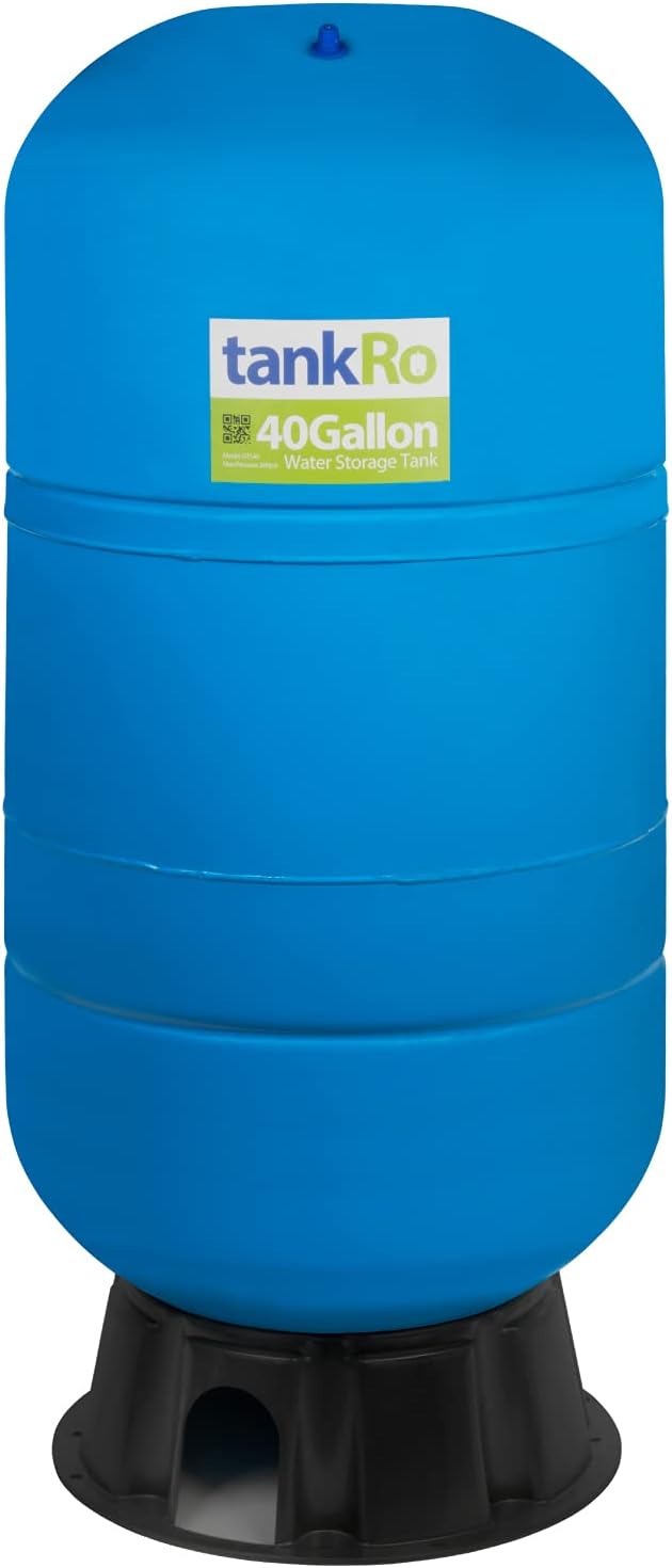 40 Gallon Reverse Osmosis Water Filtration System Expansion Tank, Food Grade Materials, Easy Installation, Durable Steel Construction, 1 Year Warranty