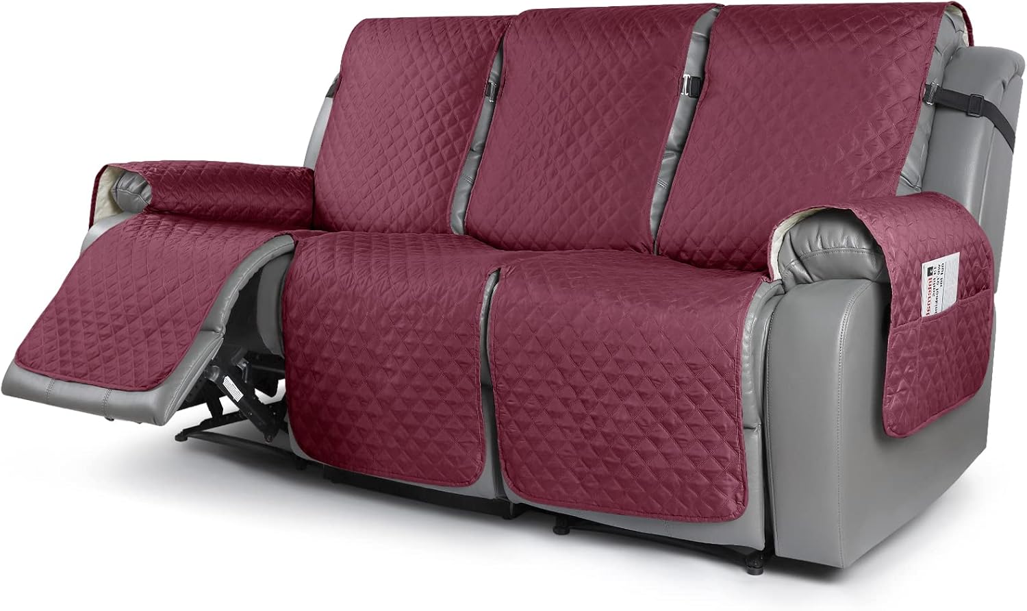 KinCam Recliner Sofa Cover, Pet Sofa Cover for 2 Seat Reclining Couch, Motion Recliner Couch Cover Furniture Protector with Elastic Straps (2 Seater, Dark Gray)