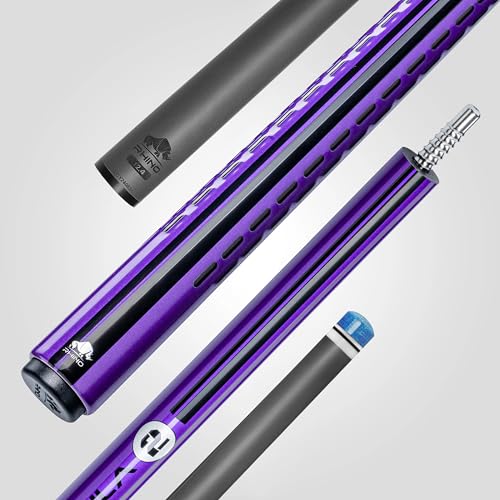 RHINO Nebula 2 Pool Cue - 100% Carbon Fiber Shaft & Composite Butt. Time Crystal Tip, Pro Taper Design, 12.4 mm,12.8 mm. 3/8-8 Joint, 3D Friction Grip. Low Deflection Pool Cue