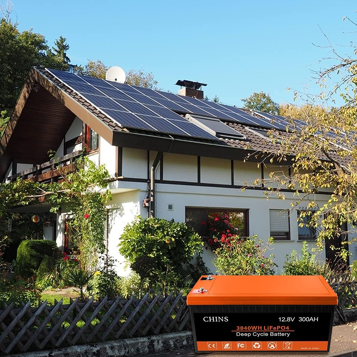 CHINS LiFePO4 Battery 24V 200Ah Lithium Battery - Built-in 200A BMS, 2000+ Cycles, Each battery Can Support 5120W Power Output, Perfect for RV, Home Storage and Off-Grid