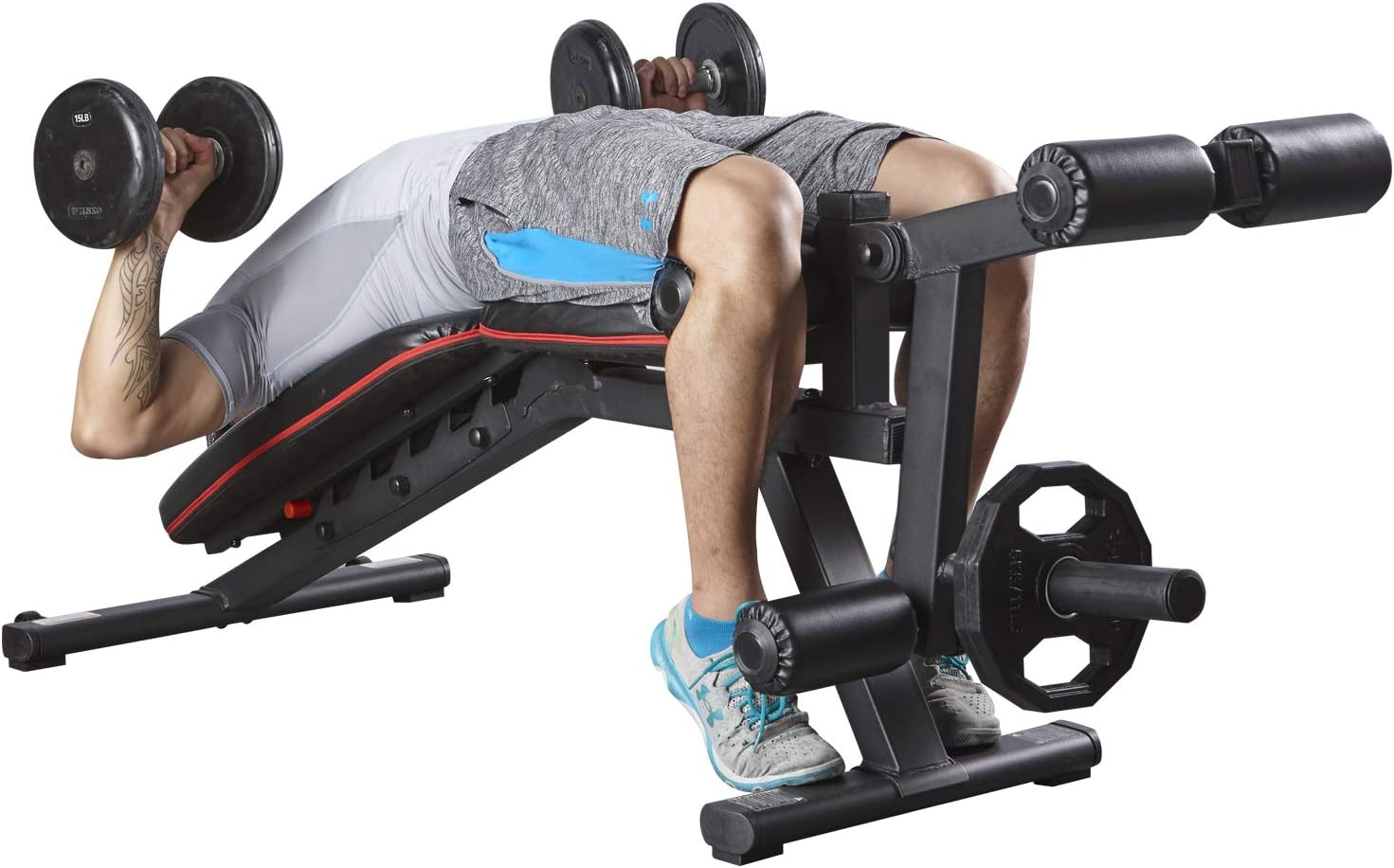 HARISON Adjustable Weight Bench with Leg Extension and Preacher Pad, Flat Incline Decline Heavy Duty Exercise Bench for Home Workout Weight Training (Updated)