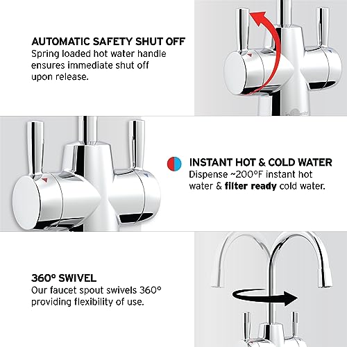 InSinkErator HOT250 Instant Hot Water Dispenser System, Single-Handle Faucet in Satin Nickel with 2/3-Gallon Stainless Steel Tank, H250SN-SS