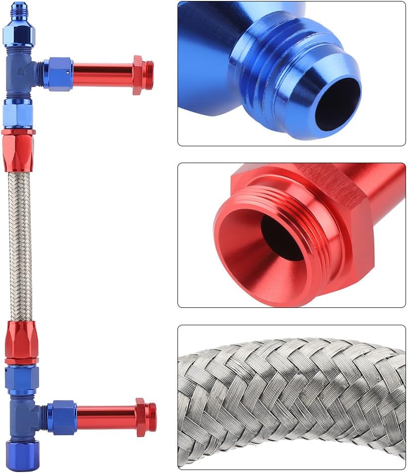 Holley 4150 Dual Feed Line-4150 Braided Dual Feed Fuel Line Kit Fuel Rail Carburetor Carb Joint for 4150 Carbide Based W / AN6 Adapter Aluminum Universal Pack of 2