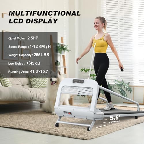2025 New Quiet Smart Pet Treadmill, Adjustable Speed,Weight Capacity 265 lbs Low-Noise Design Dog Treadmill Pet-Friendly Treadmills for Small & Medium Dogs