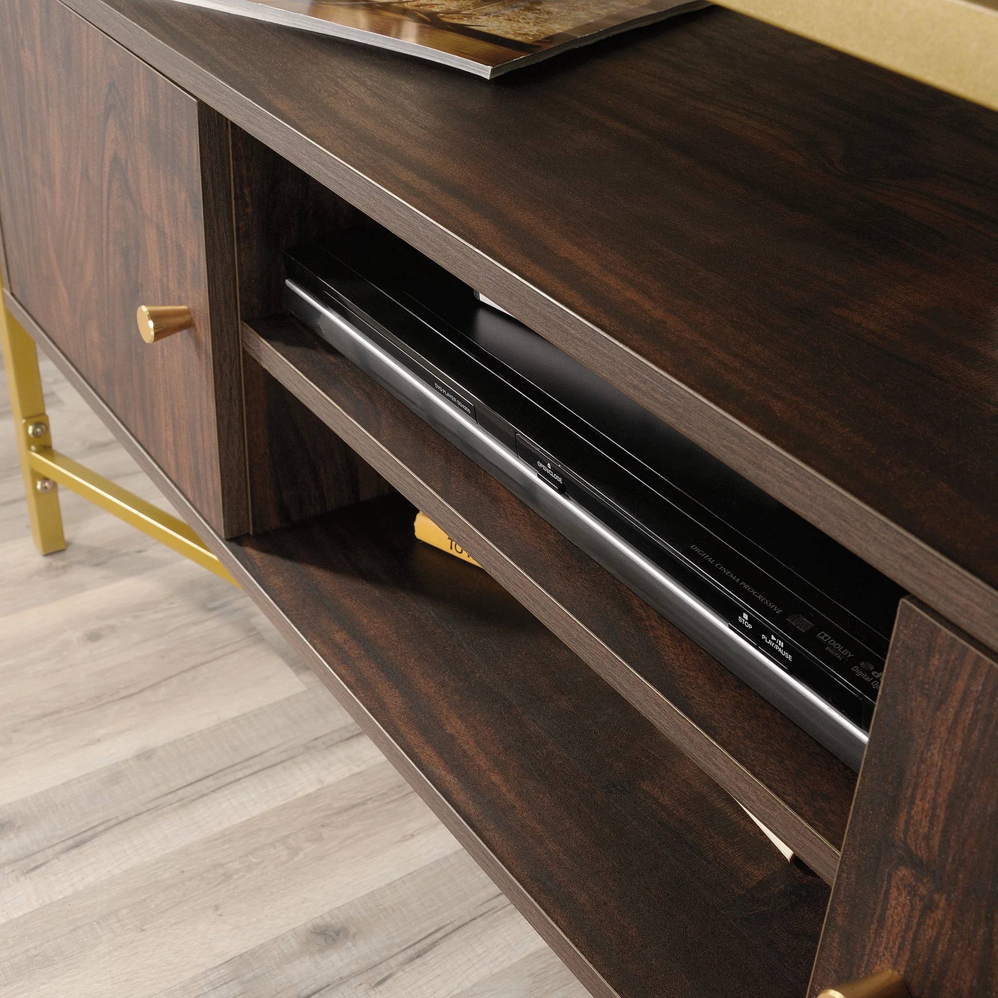 Sauder Harper Heights TV Stand For TVs up to 55", Rich Walnut Finish