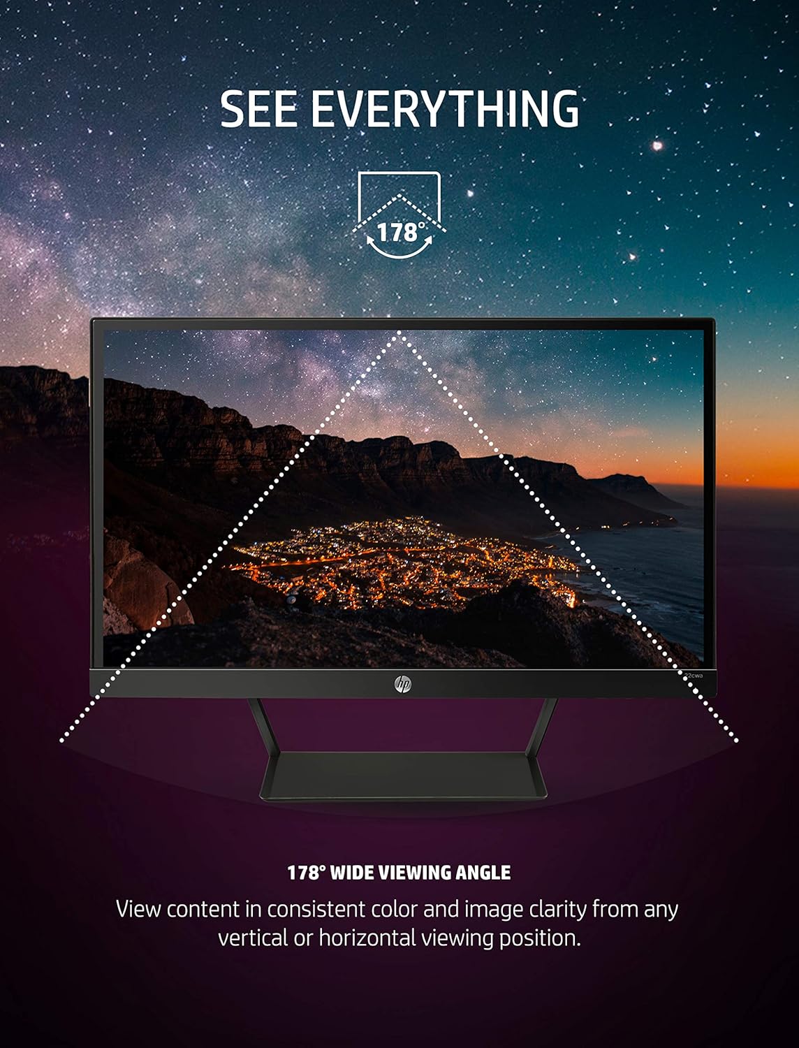 HP Pavilion 22cwa 21.5-Inch Full HD 1080p IPS LED Monitor, Tilt, VGA and HDMI (T4Q59AA) - Black