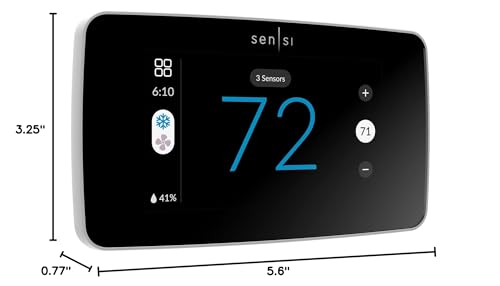 Sensi Touch 2 Smart Thermostat by Emerson with Touchscreen Color Display, Programmable, Wi-Fi, Mobile App, Easy DIY, Data Privacy, Compatible with Alexa, Energy Star Certified, ST76W, C-Wire Required