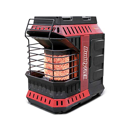 Mr Heater 4000 to 18000 BTU 3 Setting Portable LP Gas Heater Unit with Dual Tank Connection for Indoor and Outdoor Use, Black/Red