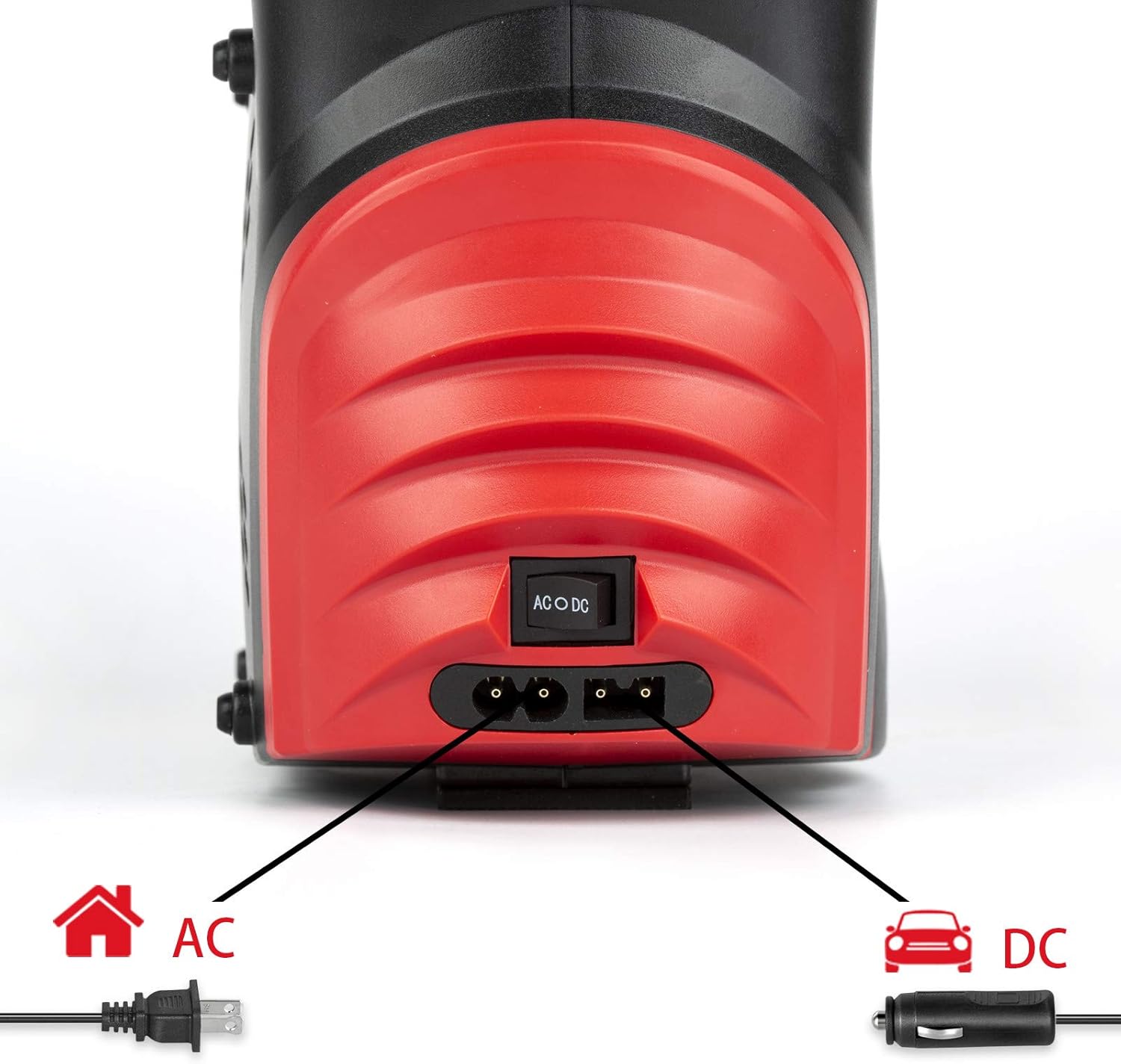 POPULO Tire Inflator Air Compressor, AC/DC Portable Air Compressor Pump for Car (12V DC) and Home (120V AC), Car Tire Inflator with Pressure Gauge for Bike, Motorcycle, Ball and Other Inflatables