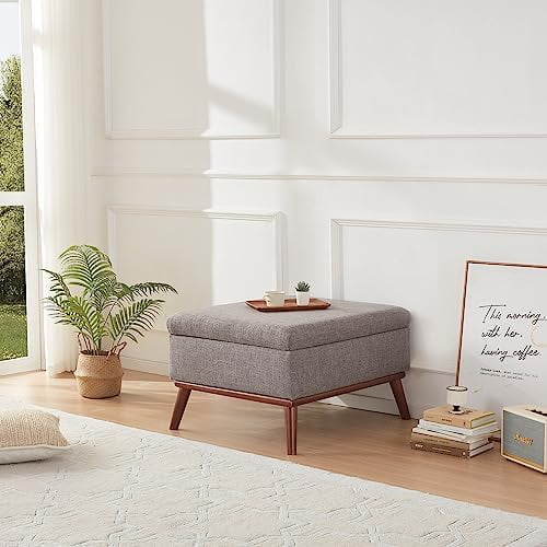 xrboomlife Large Ottoman with   31.5-inch Mid Century Modern Rectangle Coffee Table with Lid Lifting  and High Wooden Legs  Oversized  Ottomans for Living Room  Office Room (Beige)