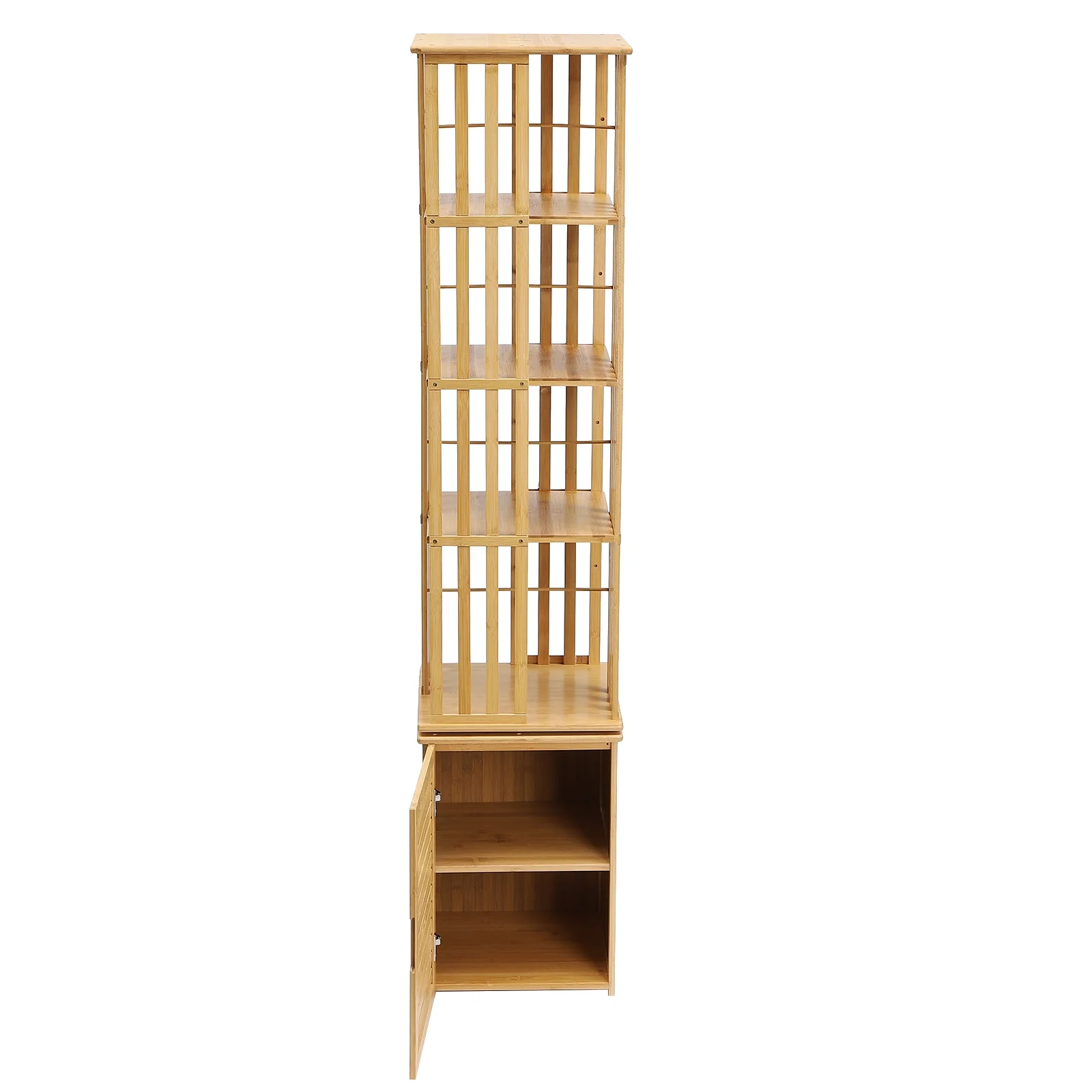ZhdnBhnos 6 Tier 360° Rotating Corner Bookshelf Floor Standing Revolving Bookcase Bamboo Storage Rack Narrow Book Shelf Organizer for Bedroom, Living Room, Study Room