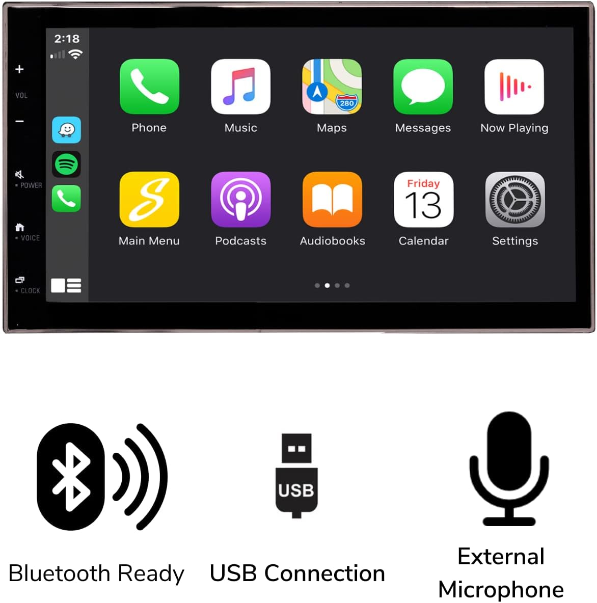 6.8鈥?Double Din Complete Radio Kit Package for Jeep Wrangler JK 2007-2018 with Touchscreen Radio, CarPlay, Android Auto, Bluetooth, with Dash Kit, Can Bus Interface, Camera Input and Antenna Adapter