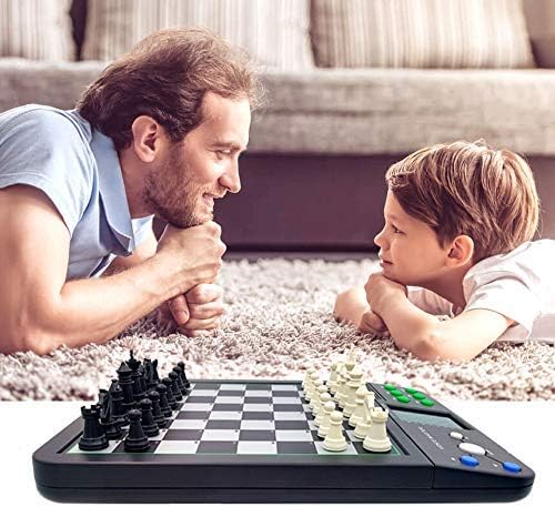 iCore Electronic Talking Chess Computer Set, Magnetic Travel Voice Chess Academy Boards Sets, Checkers Set Chessboard, Portable Board Games, Computer Chess Practice Tactics for Kids Adults