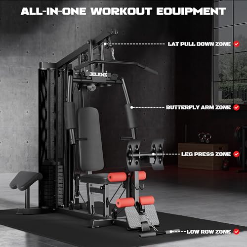 Home Gym, Multifunctional H11 Home Gym Equipment, Workout Station with 150LBS Weight Stack, Exercise Equipment with Pulley System for Full Body Training