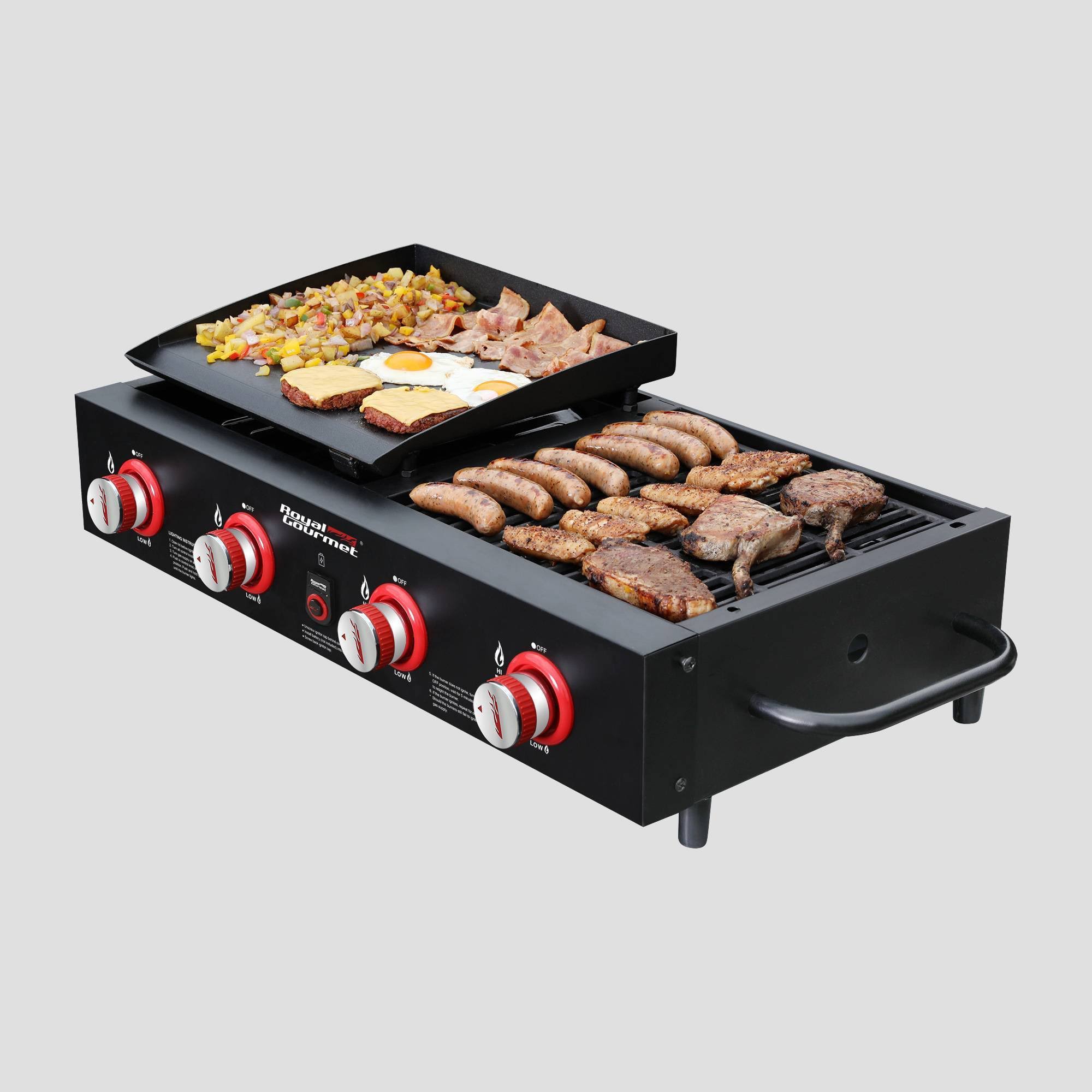 Royal Gourmet Tailgate 4-Burner GAS Griddle Combo Grill GD4002T Black