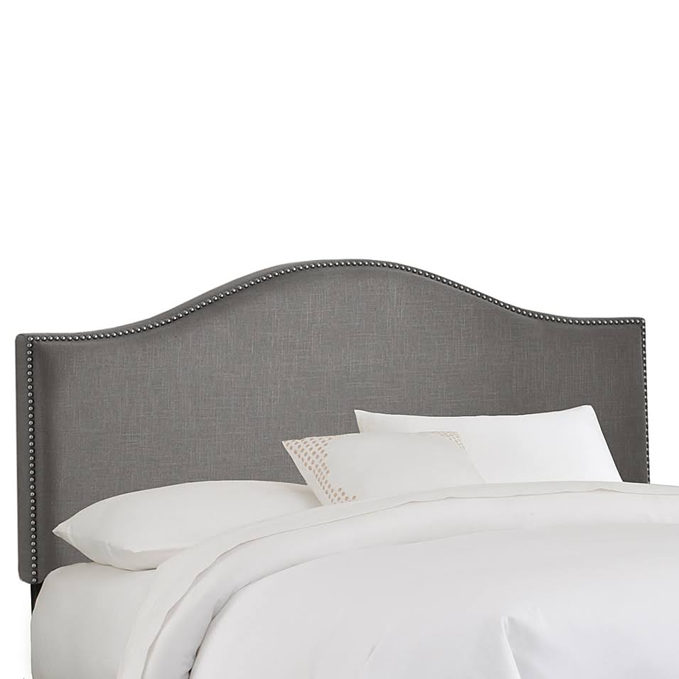 Skyline Furniture Hinsdale California King Linen Upholstered Headboard in Grey