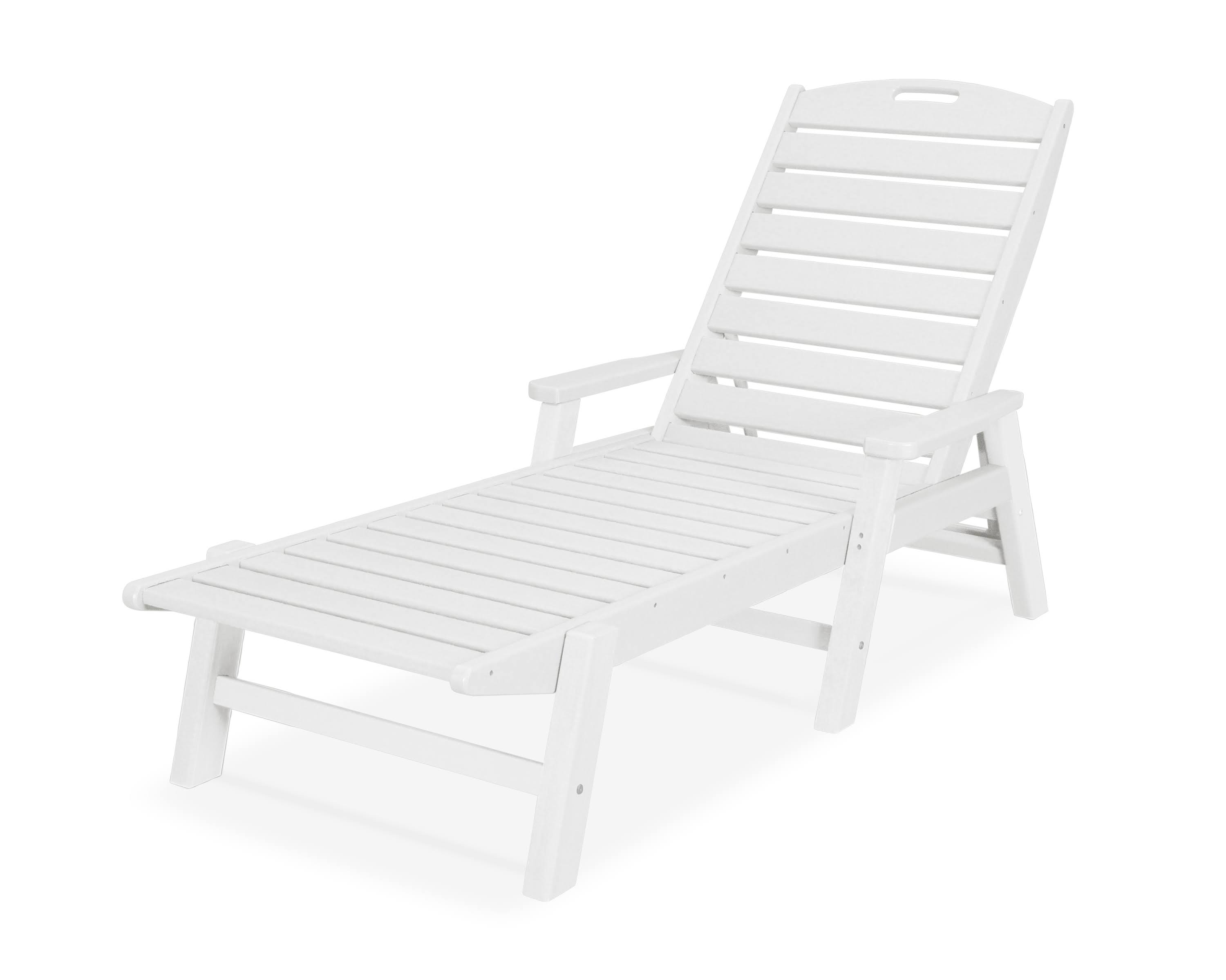 POLYWOOD Nautical Chaise with Arms - White