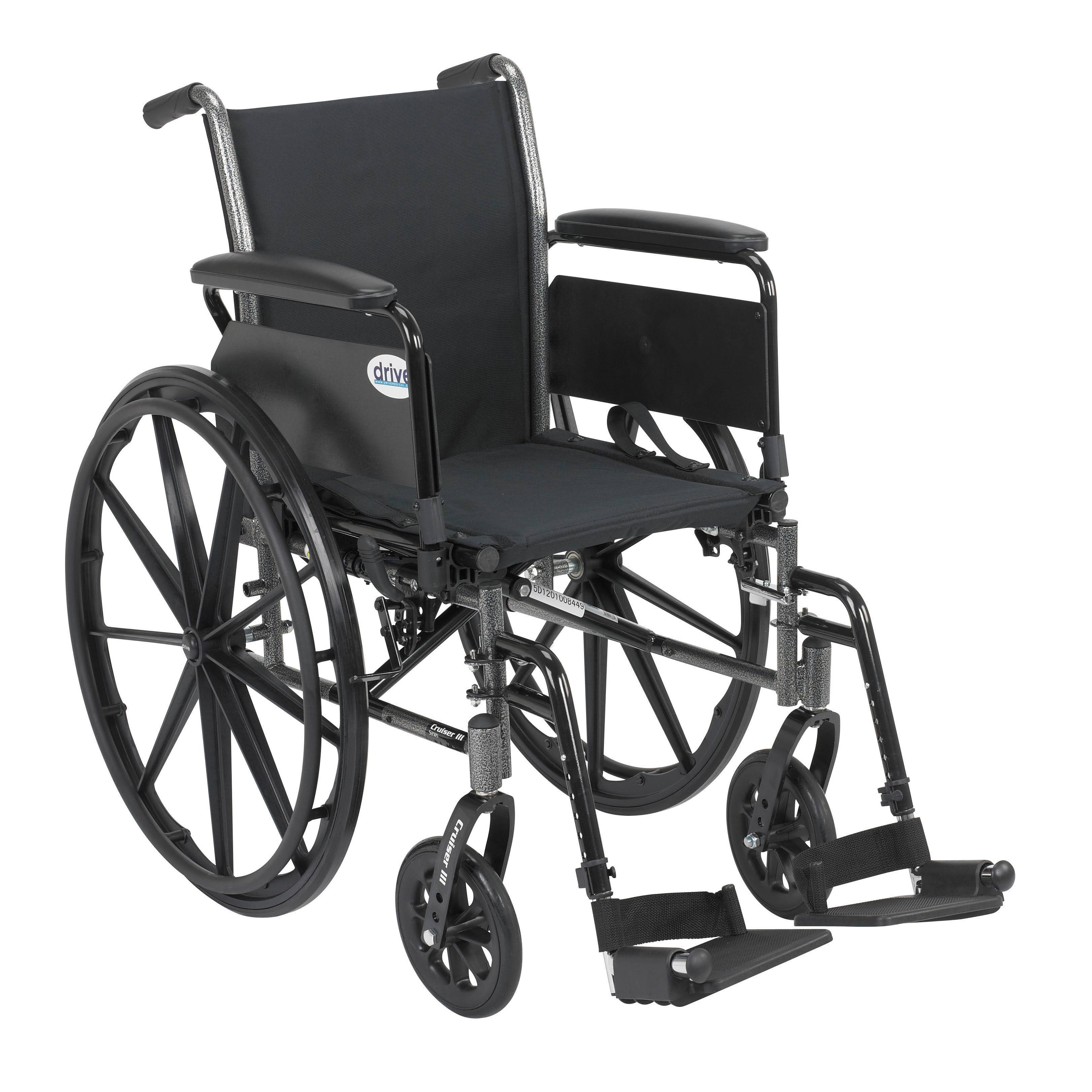 Drive Medical - Cruiser III Light Weight Wheelchair with Flip Back Removable Arms