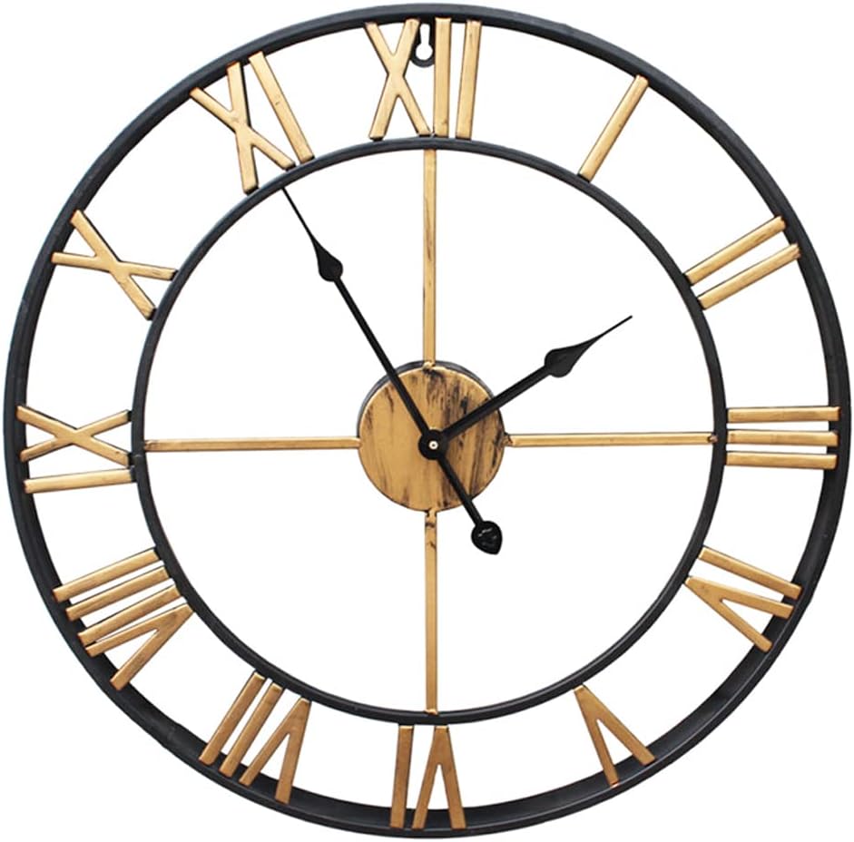 YTAONS Wall Clock 16 in Roman Numerals Metal Skeleton Clock Retro Non-Ticking Clocks Living Room Cafe Office Bedroom Home Decor Clocks (Black)