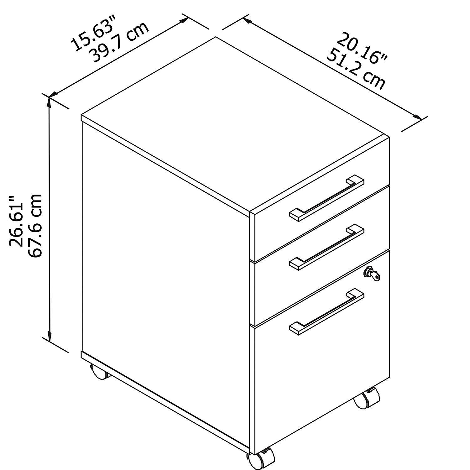 Bush Business Furniture 400 Series 3 Drawer Mobile File Cabinet , Platinum Gray