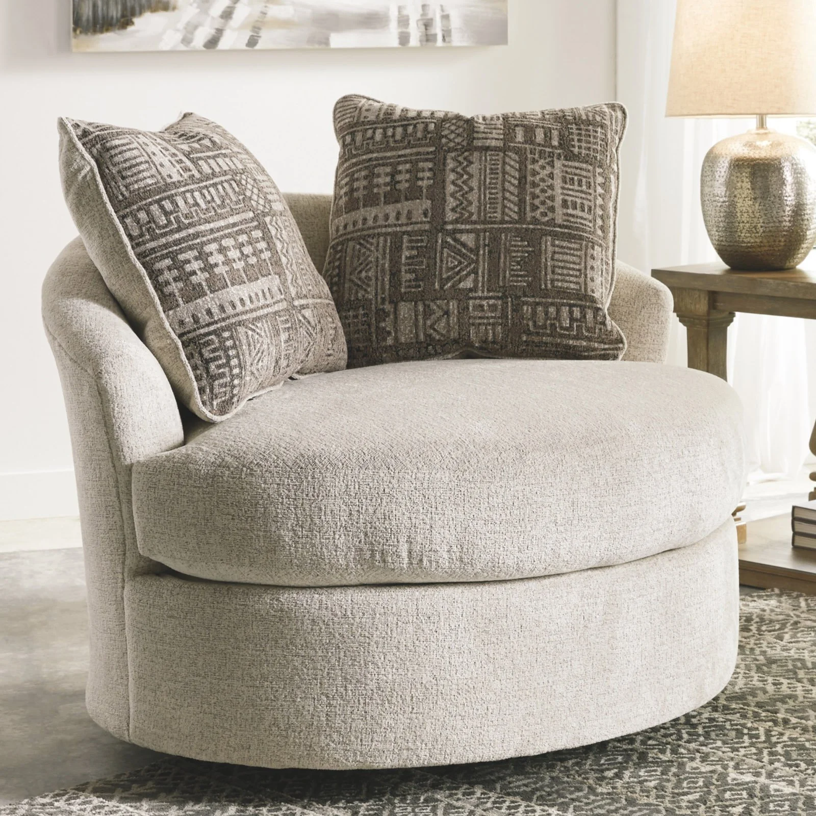 Signature Design by Ashley Soletren Swivel Accent Chair in Ash