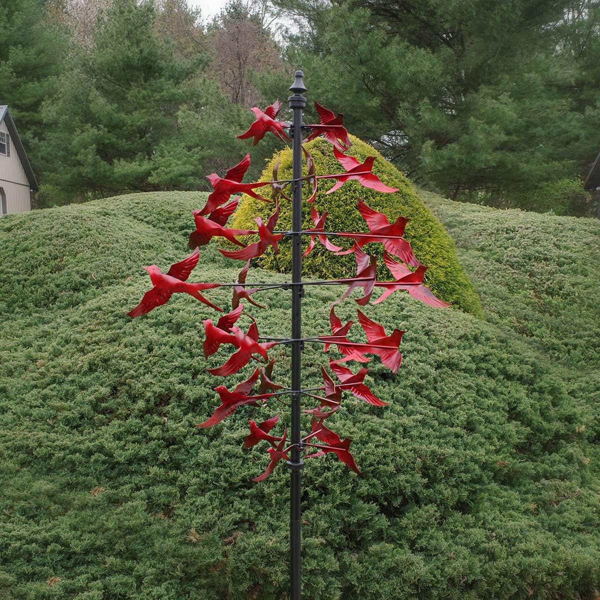 Large Red Cardinal Metal Wind Spinner 3D Bird Sculpture Kinetic Garden Yard Art Patio Decor