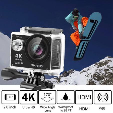 Akaso EK7000 4K WiFi Outdoor Sport Action Camera Ultra HD Waterproof DV Camcorder 12MP Extreme Underwater 1080P/60Fps Video Cam