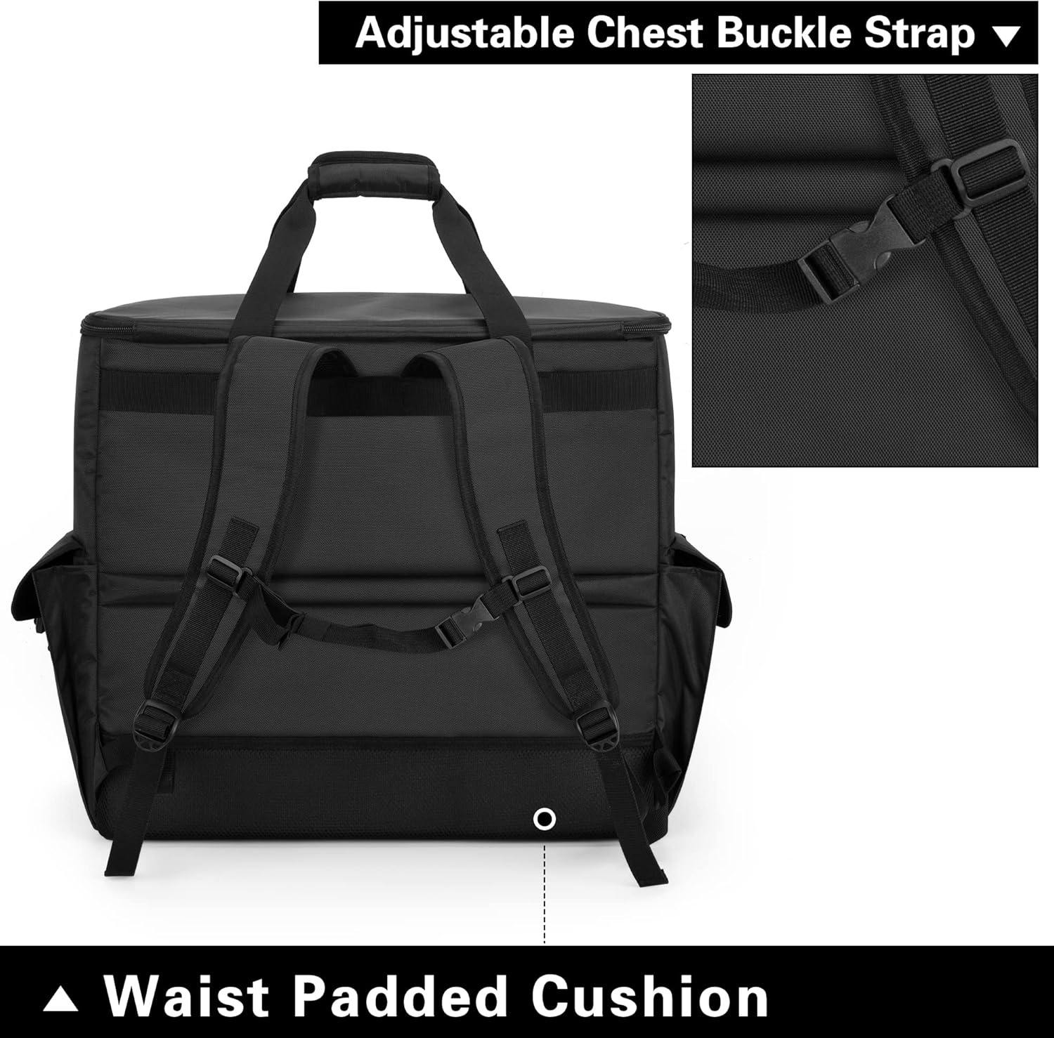 Trunab Computer Desktop Tower Carrying Case, PC Backpack for Computer Main Processor Case, Keyboard, Cable and Mouse, Earphone, Bag Only, Black