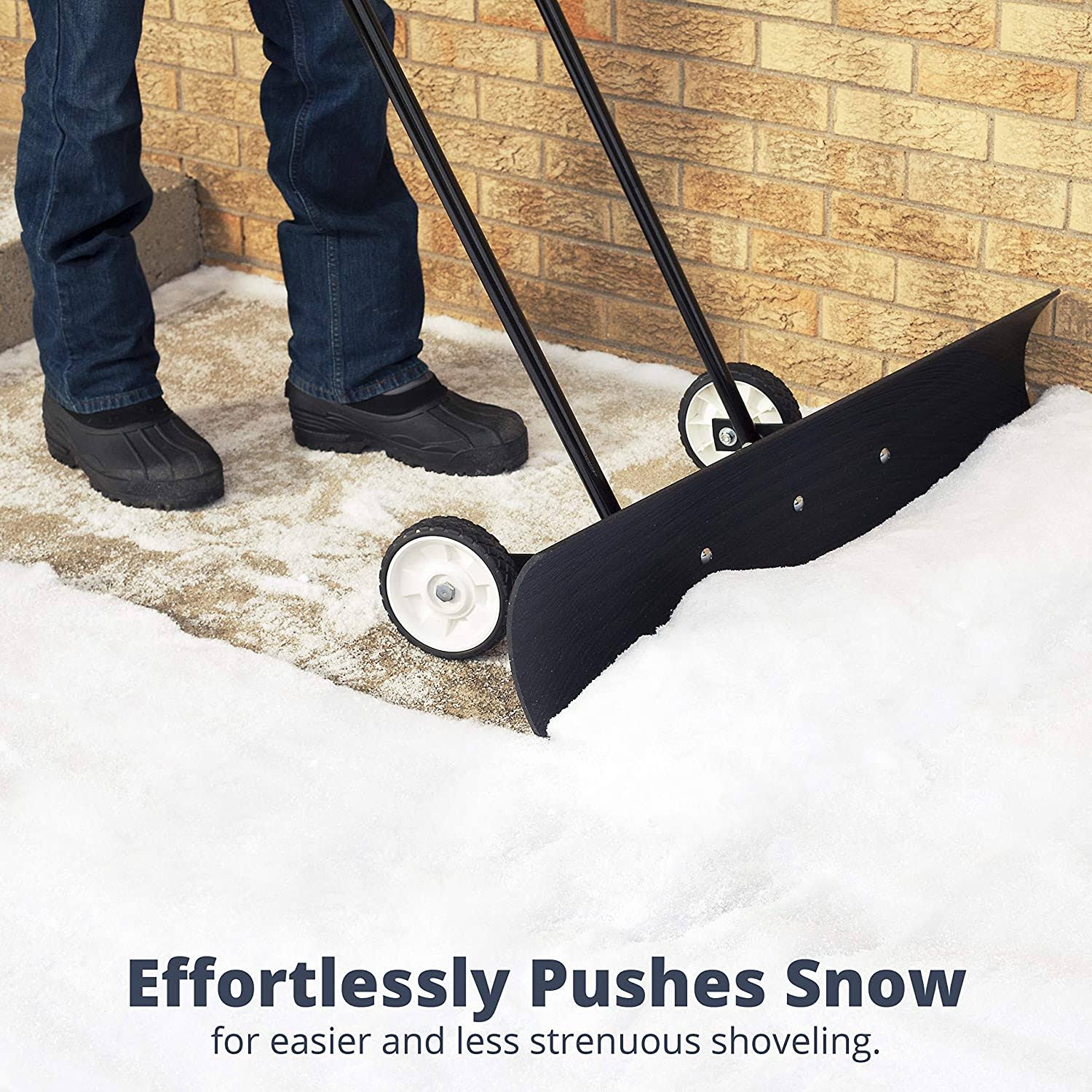 Snowcaster 70SNC 36-Inch Heavy Duty Bi-Directional Wheeled Snow Pusher, Black