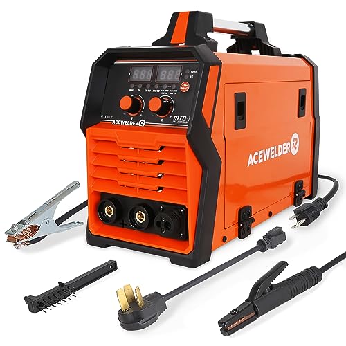 Digital 140A Gas Gasless MIG Welder, 110V/220V Dual Voltage, MIG/Flux MIG/Lift TIG/MMA Stick 4-in-1 Multiprocess Welding Machine IGBT DC Inverter