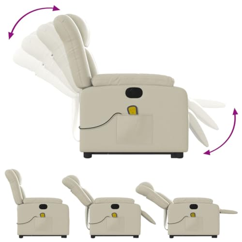 vidaXL Gray Faux Leather Electric Massage Recliner Chair with Power Lift and Reclining Functions for Living Room Comfort
