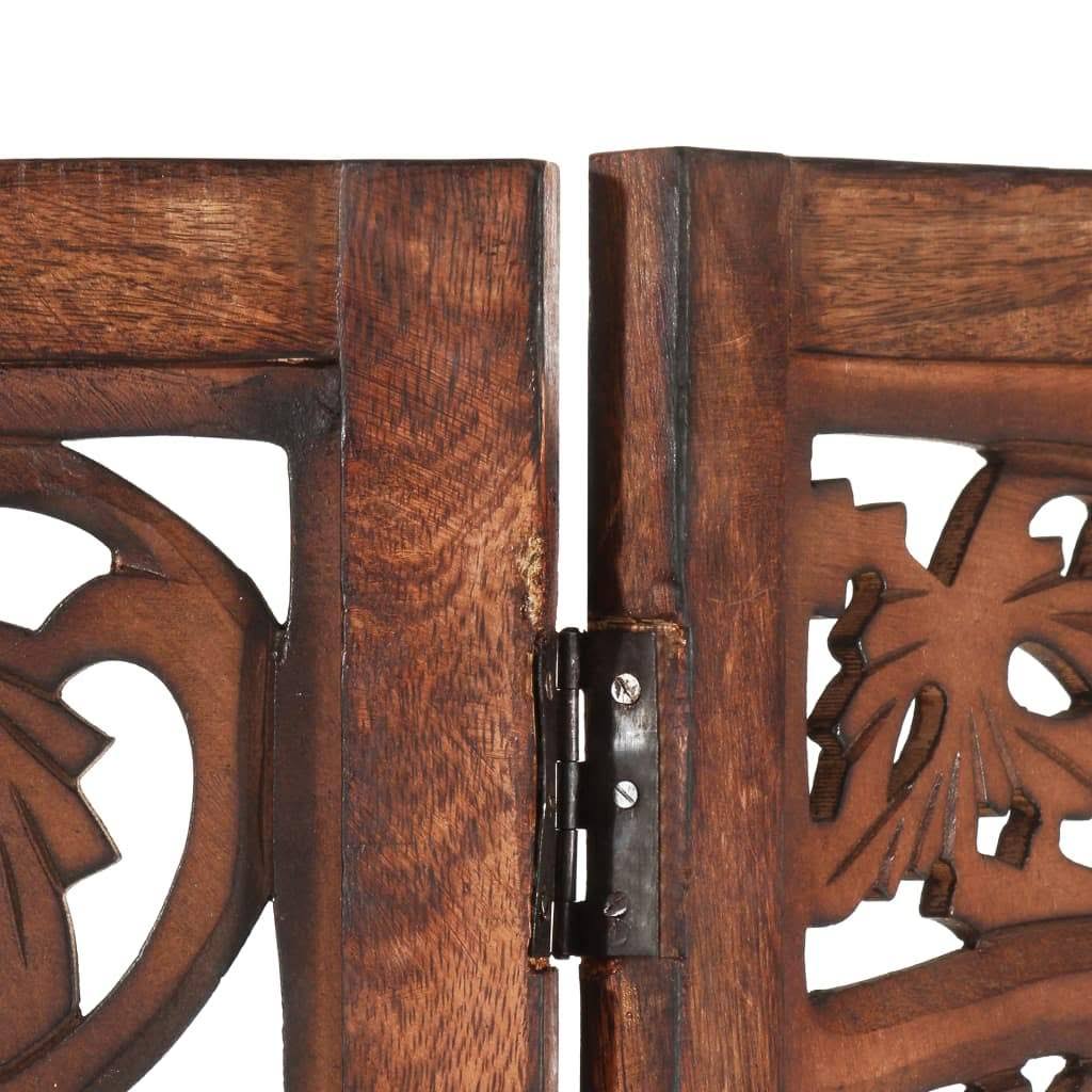 Hand Carved 3-Panel Room Divider Brown 47.2x22x65x22 Solid Mango Wood