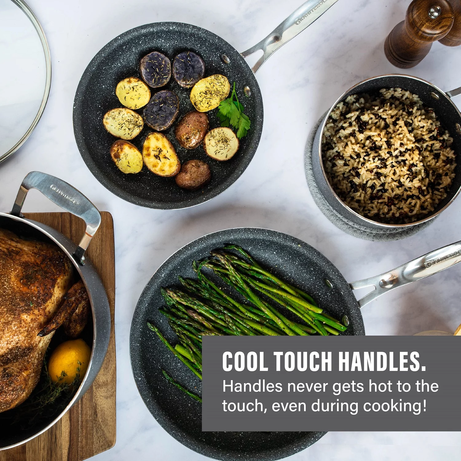 Granitestone Pots and Pans Set, 20 Piece Complete Cookware + Bakeware Set with Ultra Nonstick 100% PFOA Free–Includes Frying Pans, Saucepans, Stock Pots, Steamers, Cookie Sheets and Baking Pans