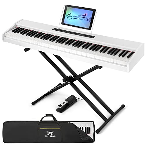 MUSTAR Digital Piano 88 Key Weighted Keyboard Hammer Action, MDP-1200 Weighted Keyboard with Stand, Full Size Electric Piano Keyboard 88 Keys with for Beginners, Portable Case, Sustain Pedal, Black