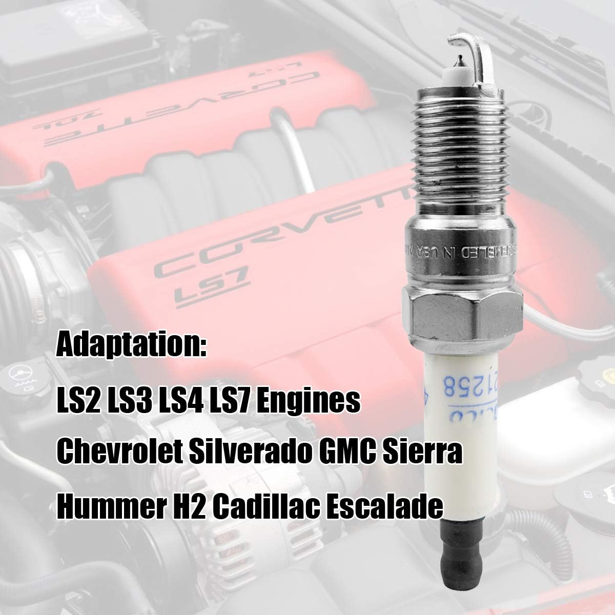 41-962 Spark Plugs + 9748HH Spark Plug Wires Fits for Chevrolet Silverado Suburban Avalanche Camaro Colorado Express Tahoe GMC Yukon Savana 1500 2500 Sierra Pontiac G8 Cadillac Escalade Hummer H2 H3 Pack of 2