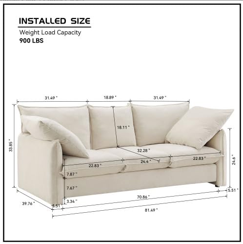 Multi-Functional Velvet Loveseat Bed, 3-in-1 Convertible Sleeper Sofa with Storage and 2 Soft Pillows, for Living Room, Bedroom, Apartment, Office (Grey-002)