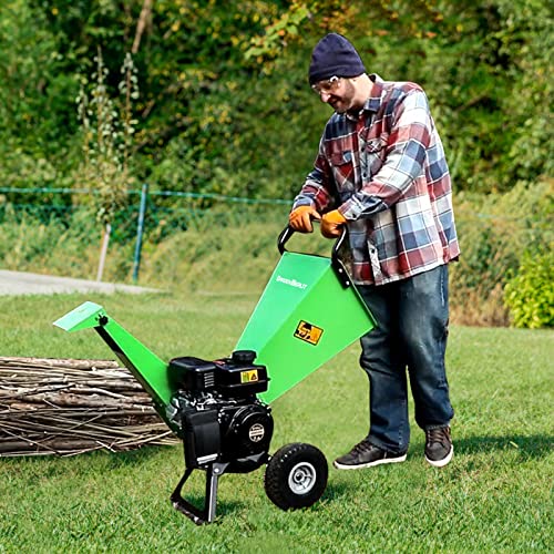 R30 Wood Chipper 7HP Gas Powered, 3" Inch Max Cutting Diameter, All Steel Construction, Heavy Duty Shredder Mulcher 15: 1 Reduction