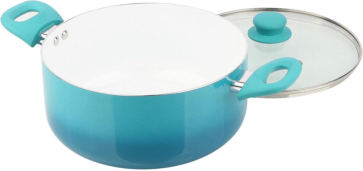Ceramic Nonstick 12 Piece Cookware Set,Teal Ombre Pots and pans set Kitchen cookware sets Cast iron pan Cookware sets Pots and pans Nonstick pan Cast iron skillets,Blue,4378695