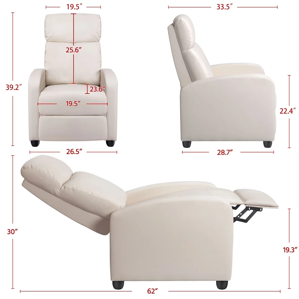 Yaheetech 2pcs Recliner Chair with Pocket Spring for Living Room, Beige