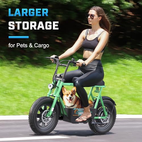 Caroma Peak 800W/1200W Electric Scooter with Seat, 16" All Terrain Fat Tire Electric Dirt Bike, Max 25/30Miles Ranges, Top Speed 20Mph, Electric Motorcycle Bicycle with Basket for Pets & Cargo
