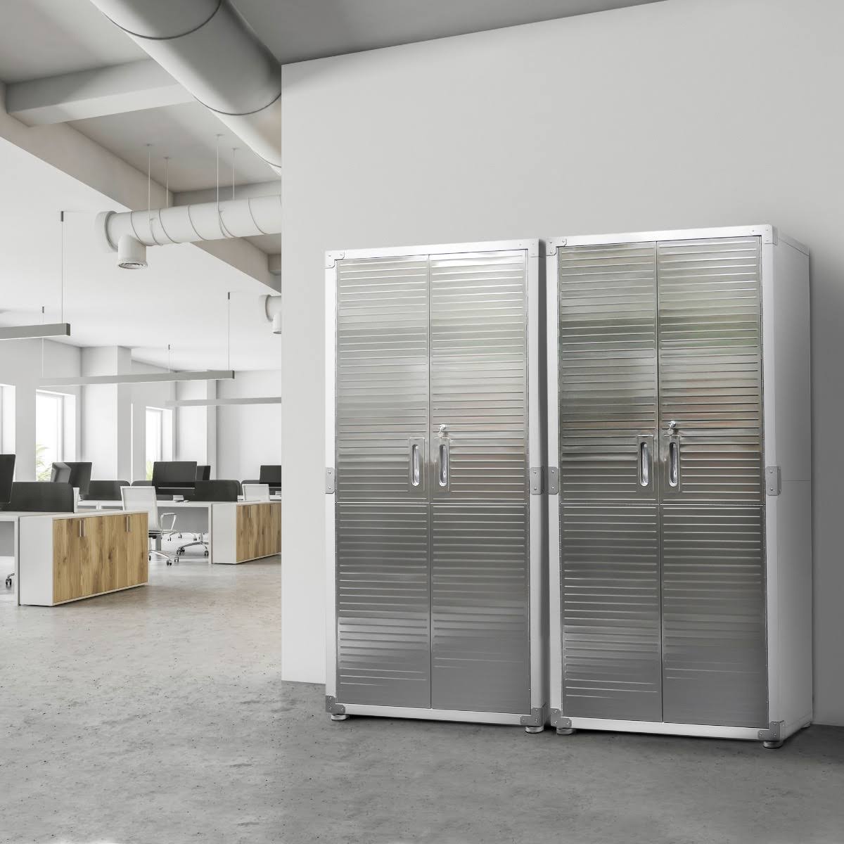 Seville Classics UltraHD 2-Door Rolling Storage Cabinet, 36x22 W x 18x22 D x 72x22 H, White