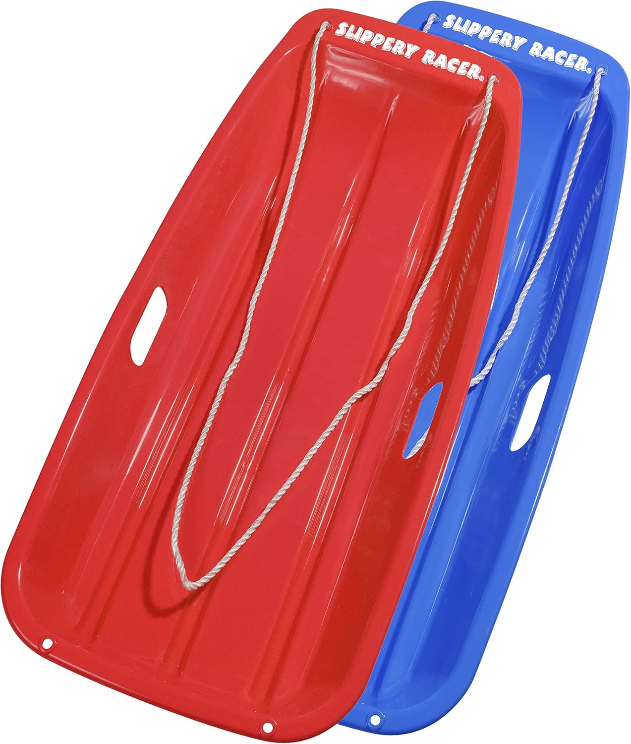 Downhill Sprinter Flexible Kids Toddler Plastic Toboggan Snow Sled with Pull Rope & Downhill Xtreme Flexible Adults and Kids Plastic Toboggan Snow Sled for Up to 2 Riders