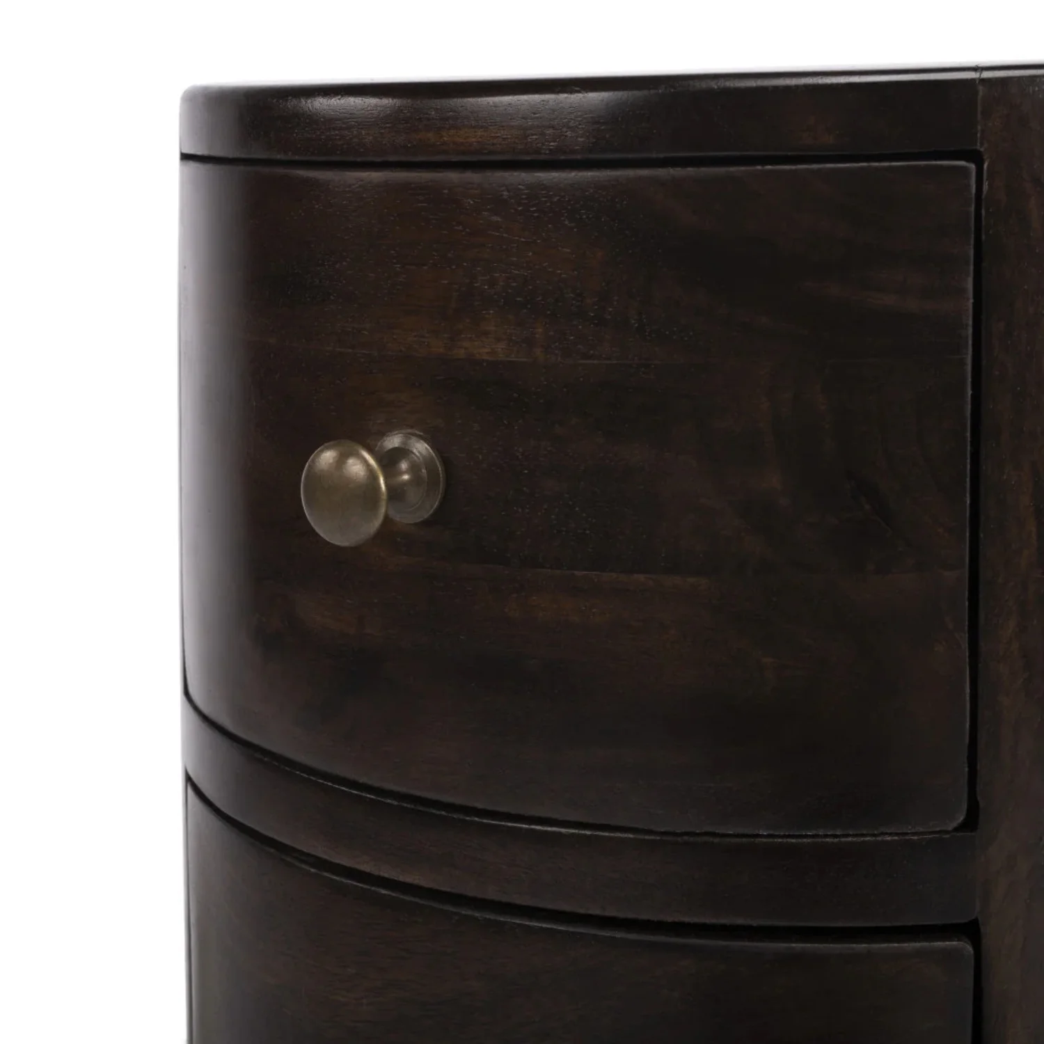 HomeRoots 476446 24 in. Chocolate Wood Round End Table with Four Drawers, Dark Brown